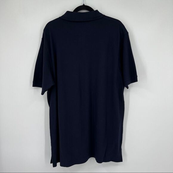 Pendleton Navy Cotton Button Collared Knit Side Slit Short Sleeves Casua… - Picture 5 of 8